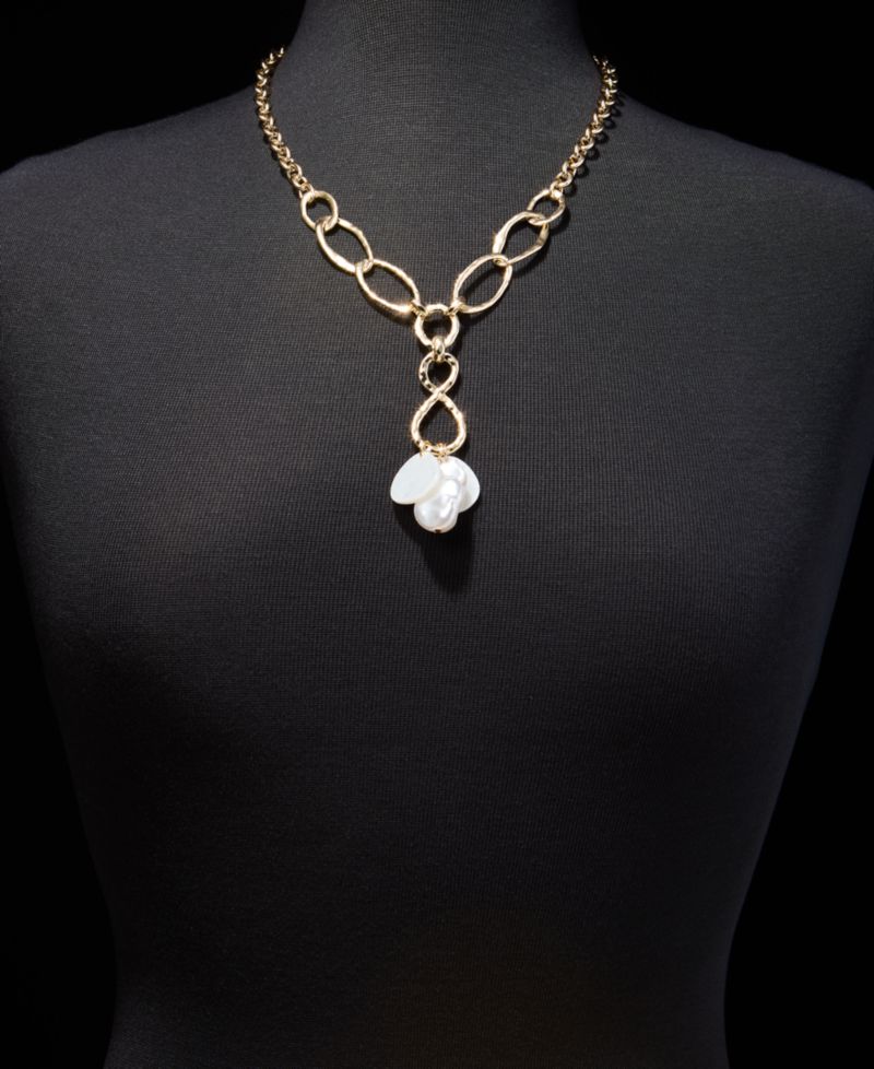 Imitation Pearl Lariat Necklace, 20" + 3" extender
