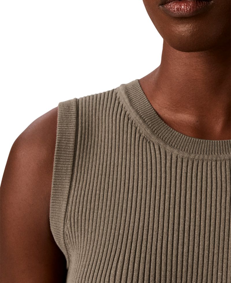 Women's Petite Ribbed Sleeveless Tank Sweater