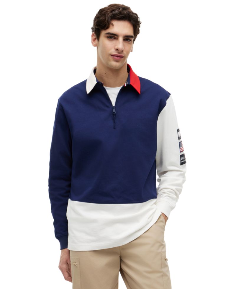 x U.S. SailGP Men's Color-Block Regular-Fit Rugby Shirt