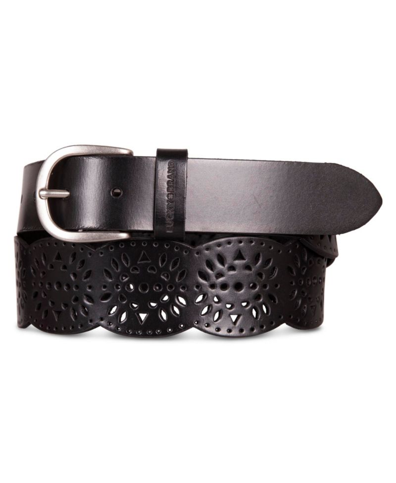 Women's Perforated Scalloped Edge Leather Belt