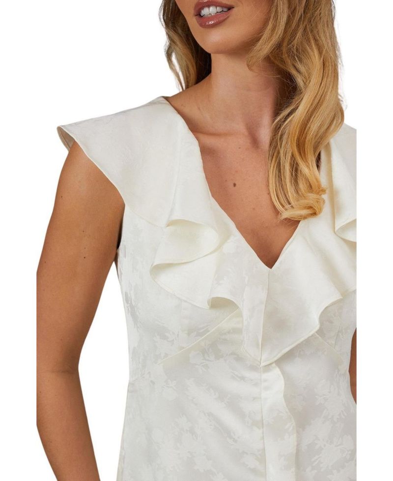 Women's Satin Jacquard V-Neck Bridesmaid Dress