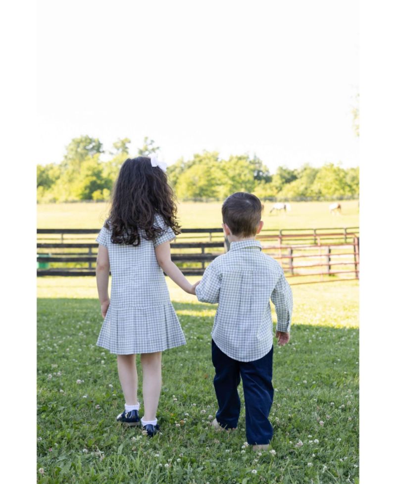 Girls (4-6X) Check Dress with Pleated Skirt And Bows