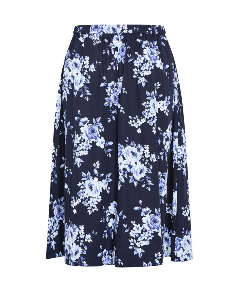 Plus Size Vacay Floral-Print Midi A-Line Skirt