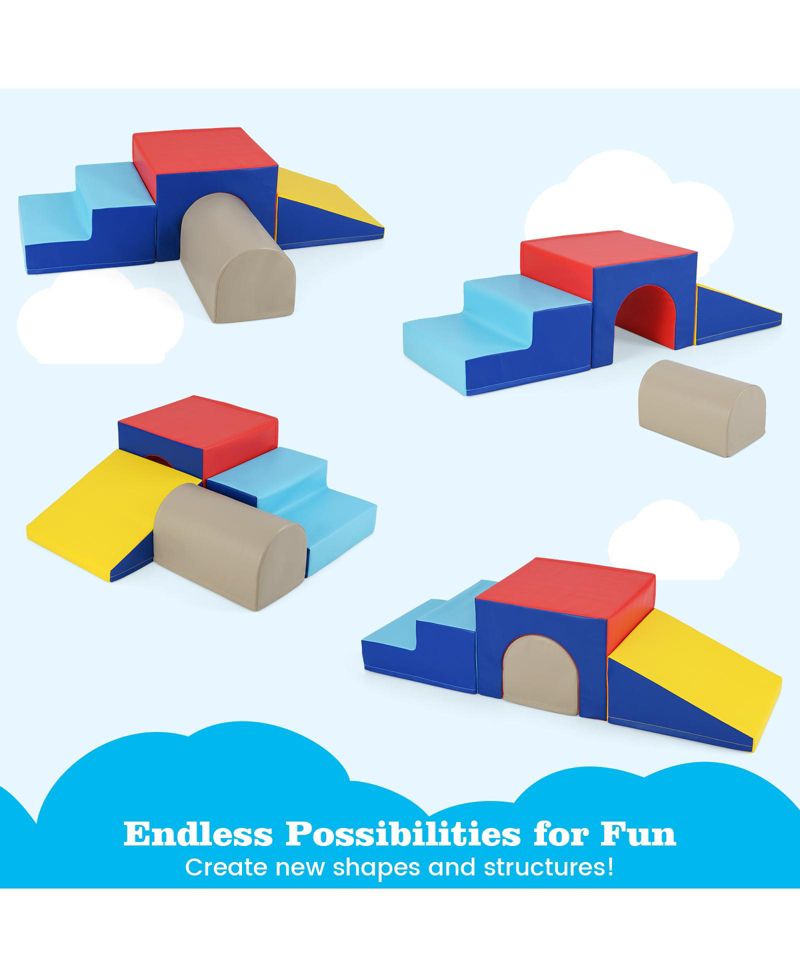 Kids Climb and Crawl Activity Playset Blocks w/ Waterproof PU Cover EPE Foam