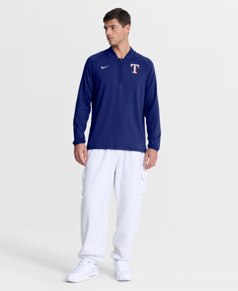 Men's Royal Texas Rangers Authentic Collection Dri-FIT Raglan Half-Zip Pullover Hoodie