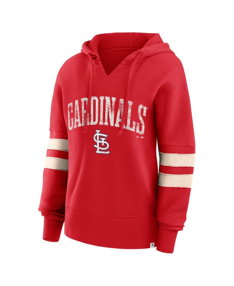 Women's Red Distressed St. Louis Cardinals Bold Move V-Neck Pullover Hoodie