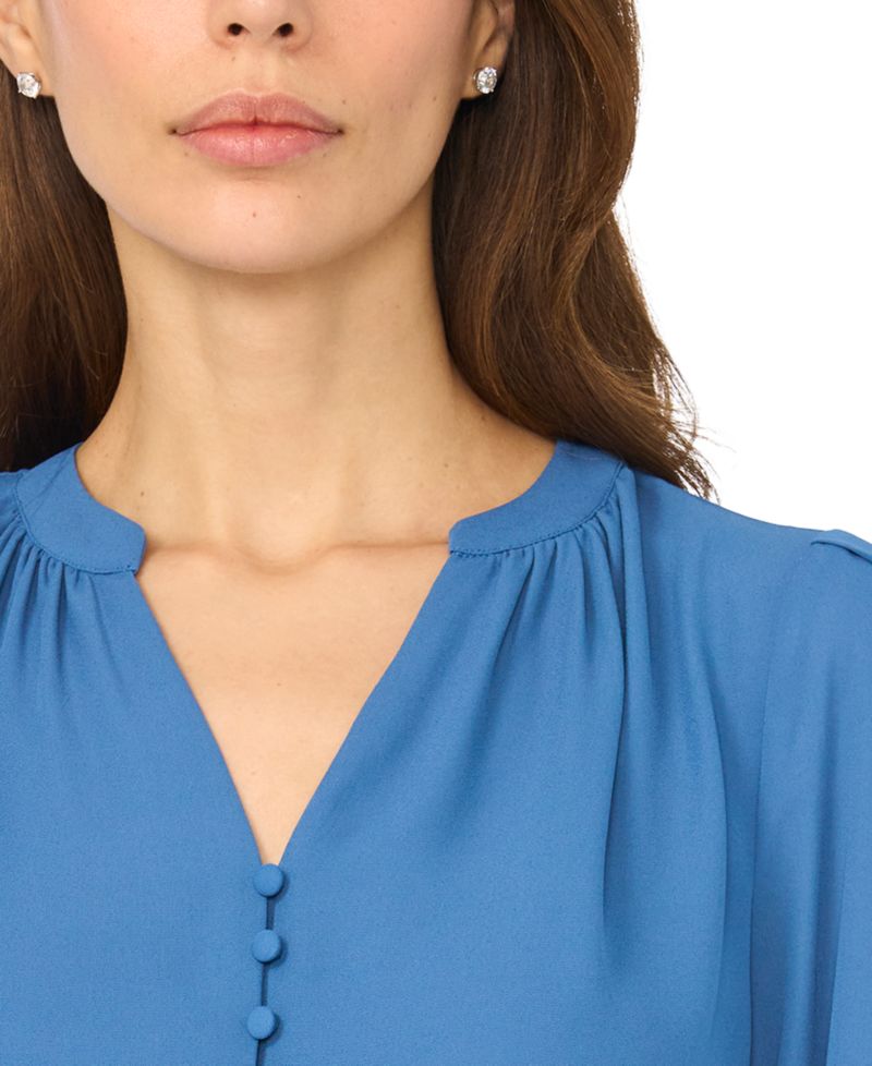 Women's Long-Sleeve V-Neck Lace-Cuff Blouse