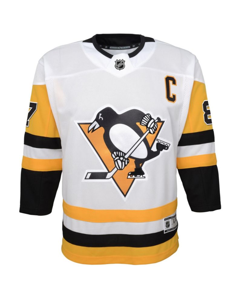 Big Boys and Girls Sidney Crosby White Pittsburgh Penguins Away Captain's Patch Jersey