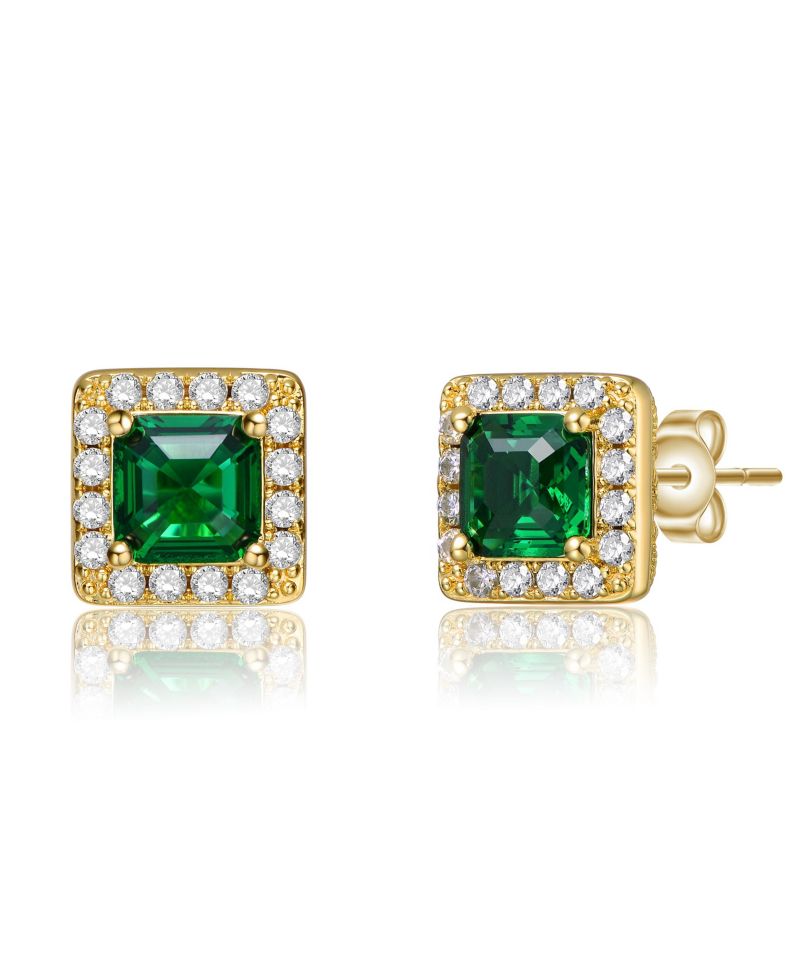 Dainty Everyday Wear Halo CZ Square Mini Stud Earrings