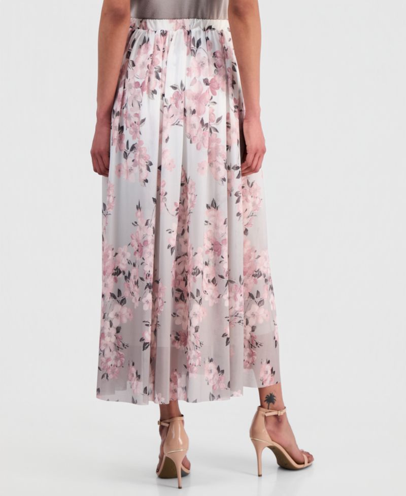 Women's Mesh Pull-On Floral Maxi Skirt