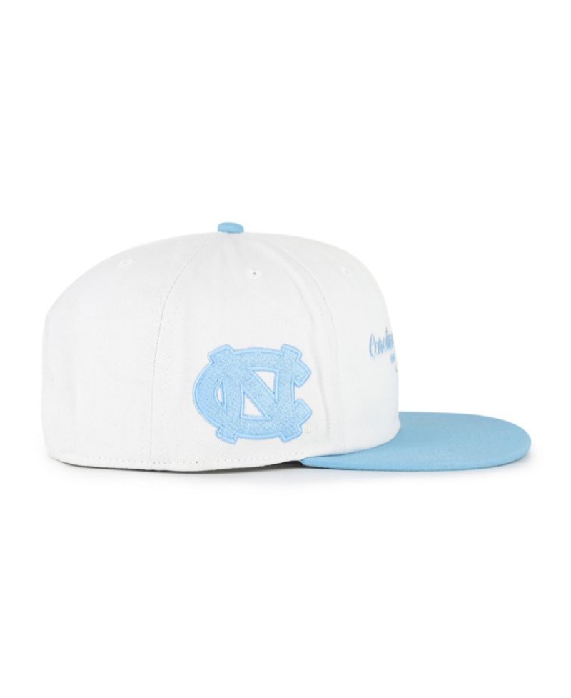 Men's '47 White/Carolina Blue North Carolina Tar Heels Script Stack Relaxed Captain Adjustable Hat