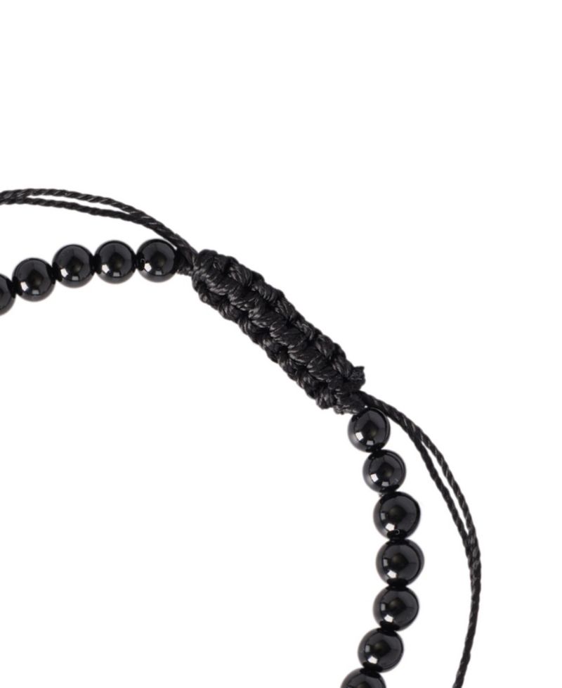 Sterling Silver Feather Charm Stone Beaded Rope Bracelet