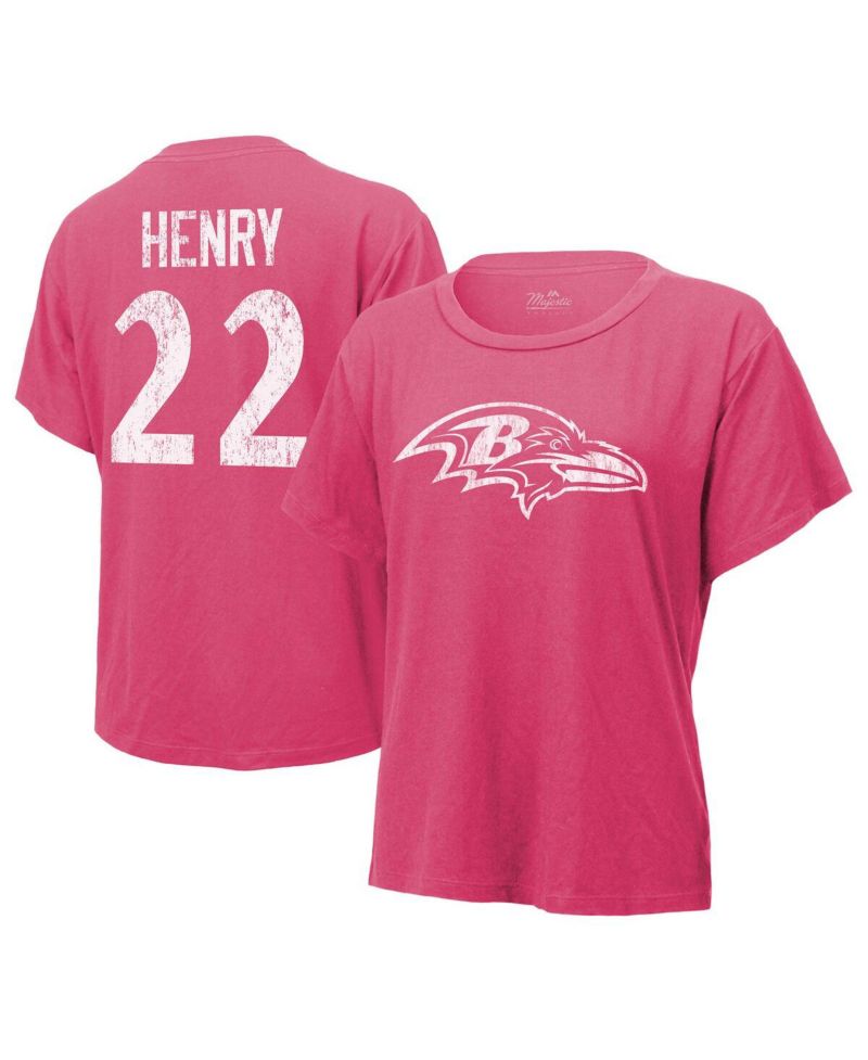 Women's Derrick Henry Pink Baltimore Ravens Name & Number T-Shirt