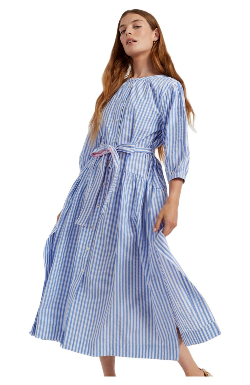Women's Chinti and Parker Oxford Stripe Cotton Shirt Dress