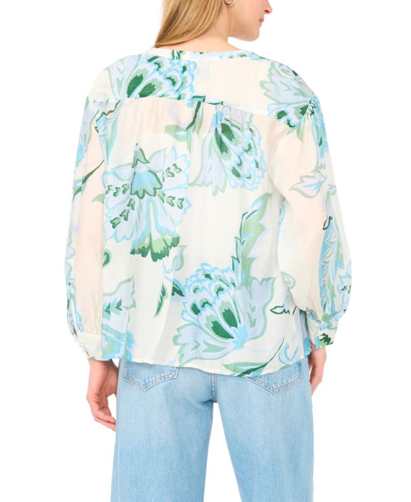 Women's Long-Sleeve Oversized Tie-Front Top