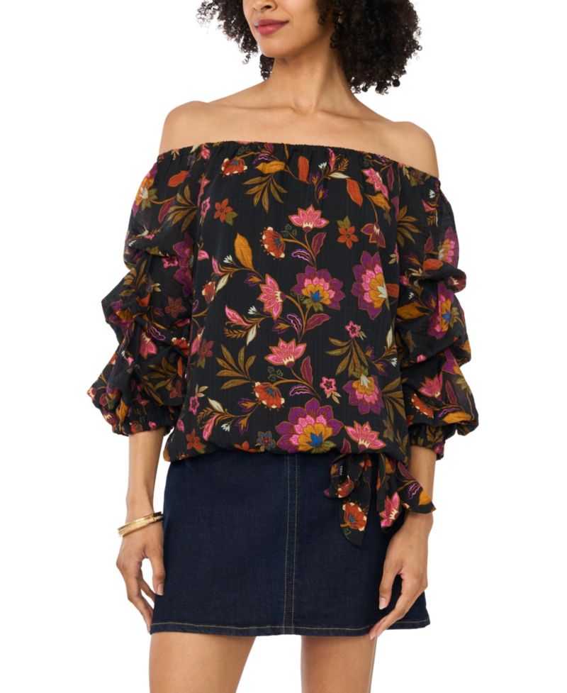 Women's Off-The-Shoulder Bubble-Sleeve Top