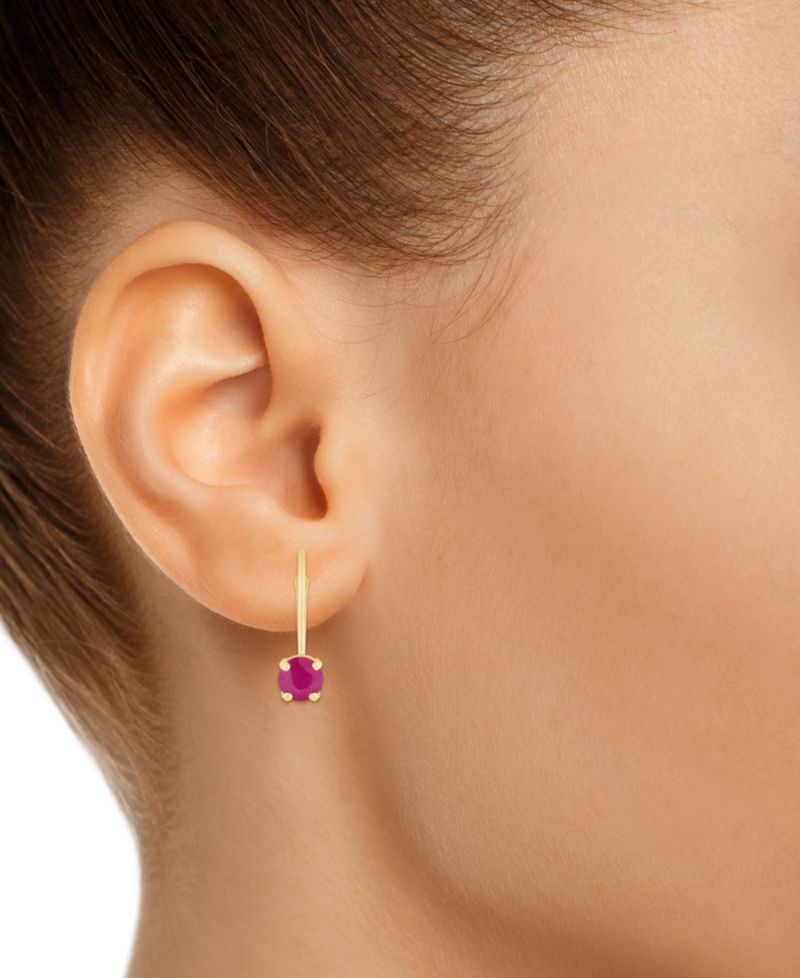 Emerald Solitaire Leverback Earrings (1/2 ct. t.w.) in 14k Gold (Also in Ruby, Sapphire, & Tanzanite)