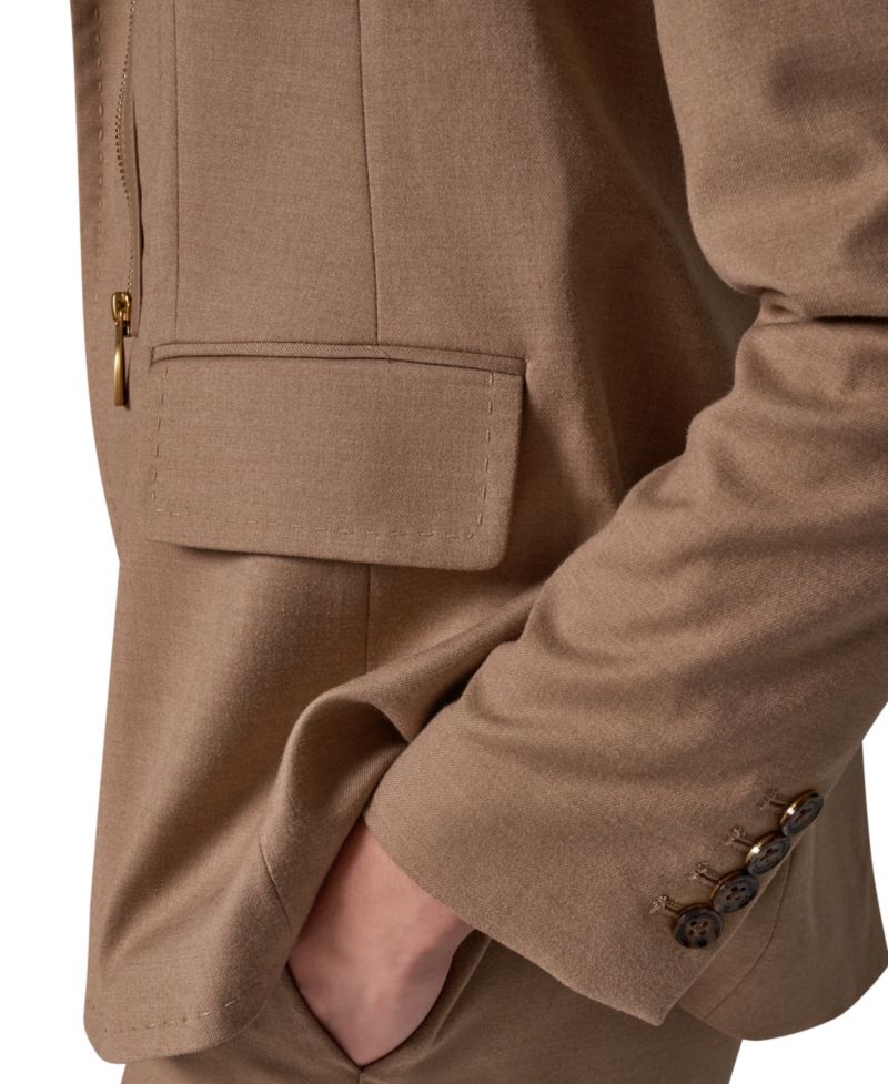 Women's Asymmetrical Zip Shoulder-Padded Blazer