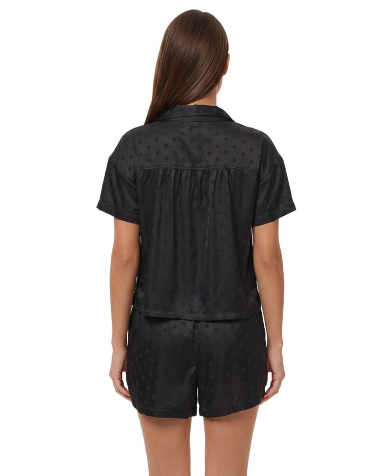 Women's Black Las Vegas Raiders Wink Dot Satin Jacquard Sleep Set