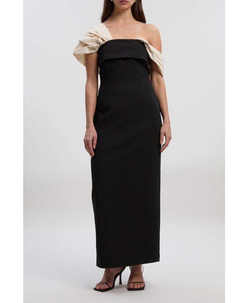 Women's Tailored Taffeta Sleeve Maxi Dress