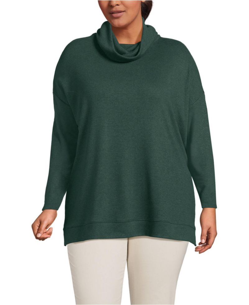 Plus Size Long Sleeve Cozy Knit Cowl Neck Tunic