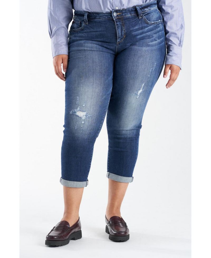Plus Size Denim Mid Rise Boyfriend Jeans
