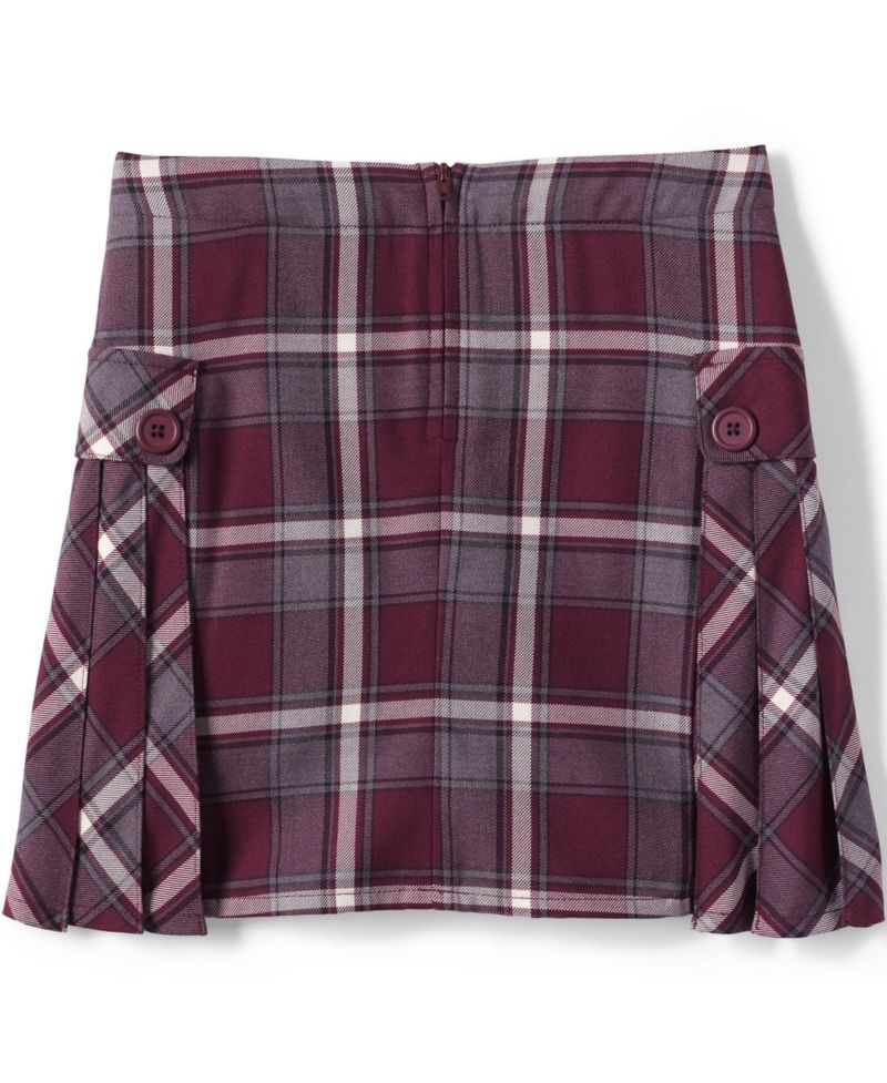 Girls Plus Side Pleat Plaid Skort Above the Knee
