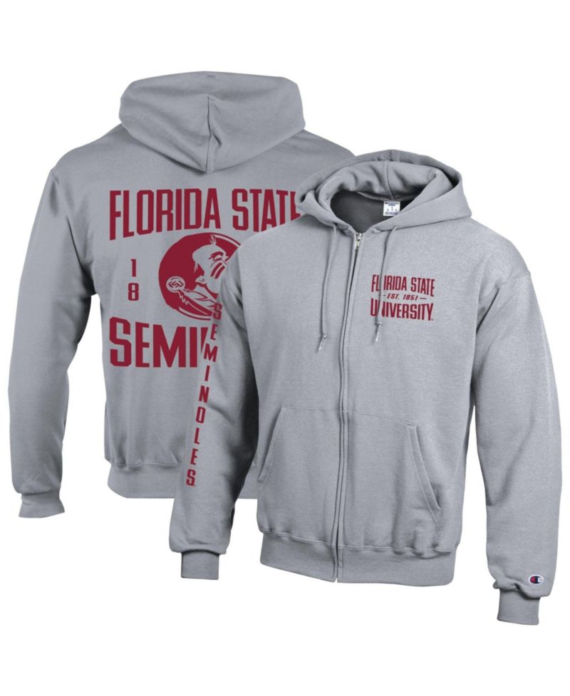 Men's Heather Gray Florida State Seminoles Varsity Power blend Full-Zip Fleece Hoodie