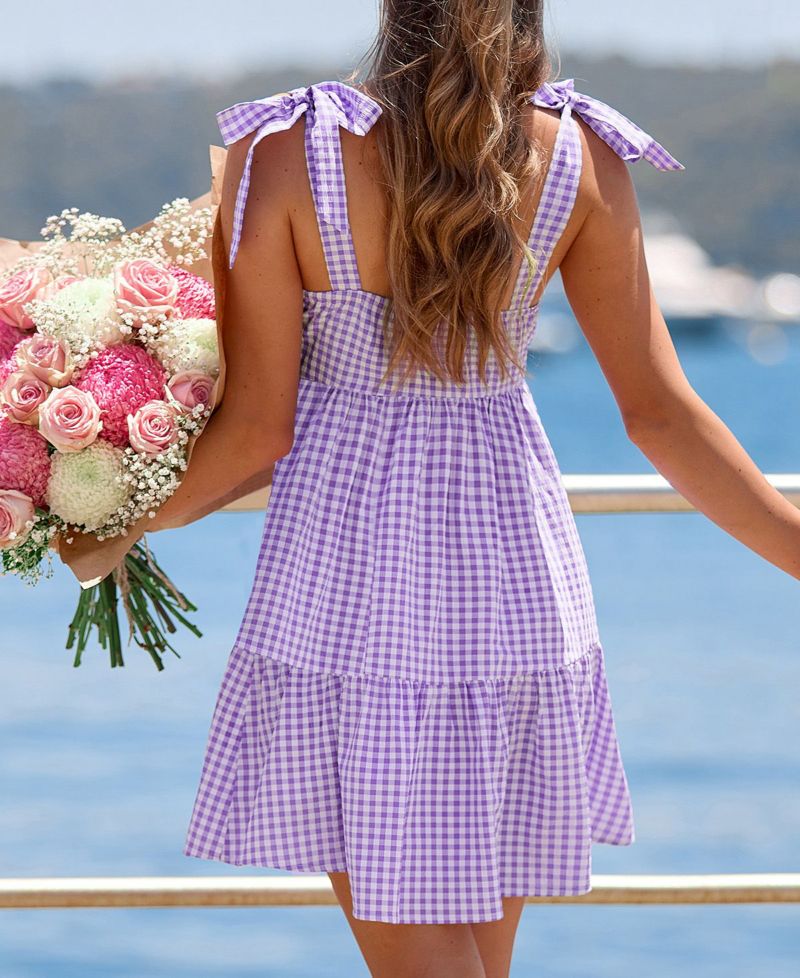 Women's Blackberry Jam Gingham Mini Beach Dress