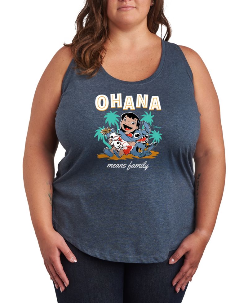 Plus Size Lilo Stitch Ohana Means Family Graphic Tank Top