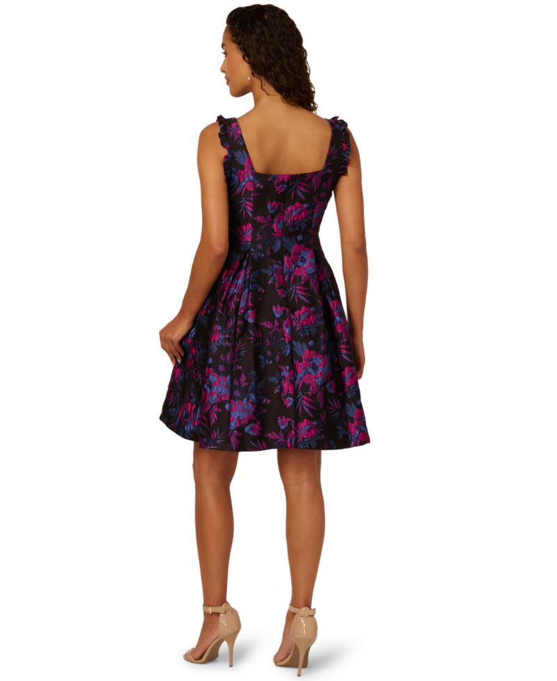 Women's Square Neck Ruffle Sleeve Dress