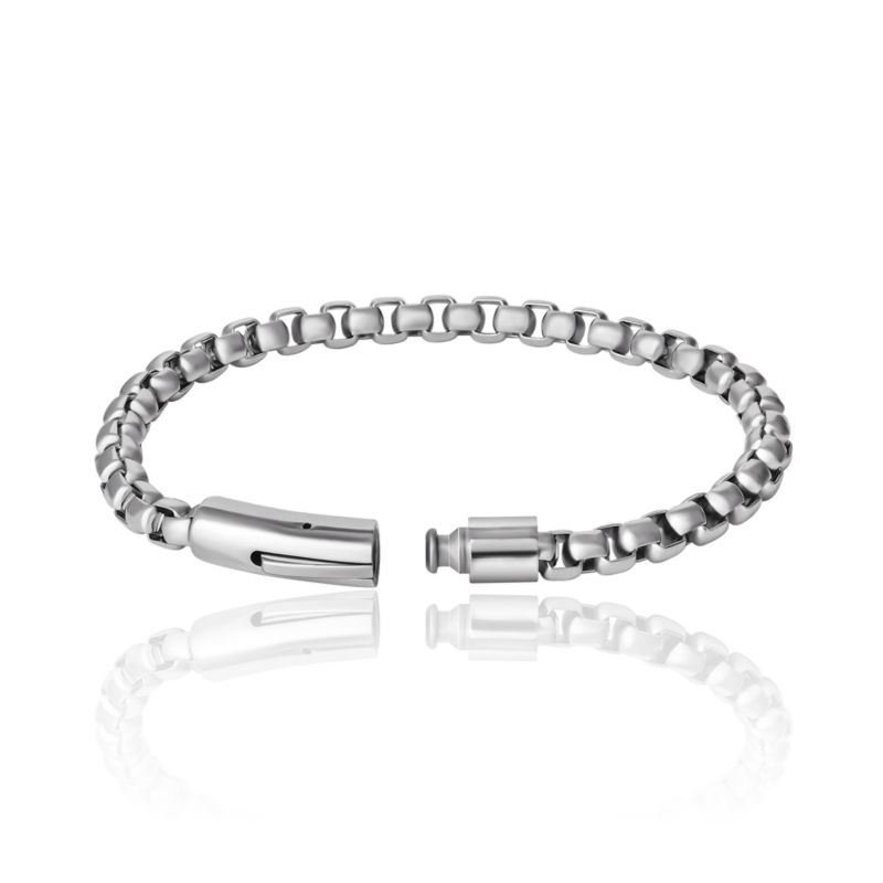 Men's Silver-Tone Box Chain Bracelet