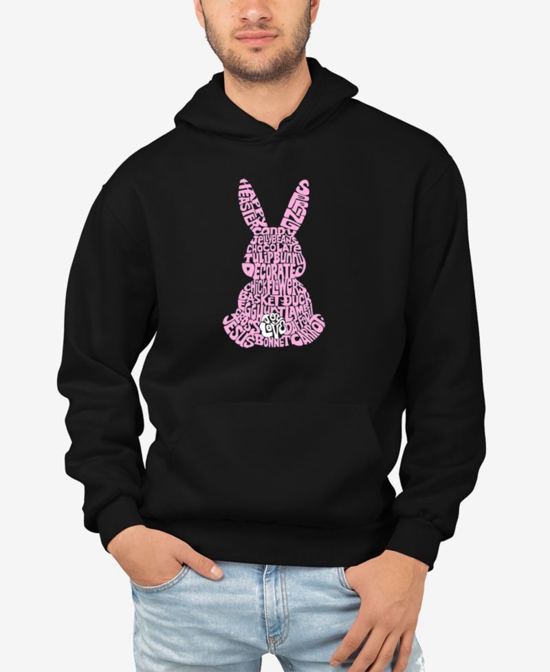 Men's Easter Bunny Word Art Long Sleeve Hooded Sweatshirt