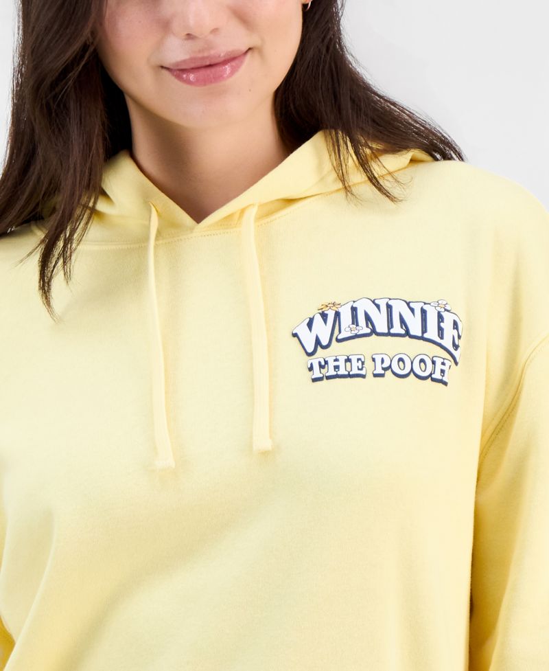 Juniors' Pooh Screenprint Long-Sleeve Hoodie