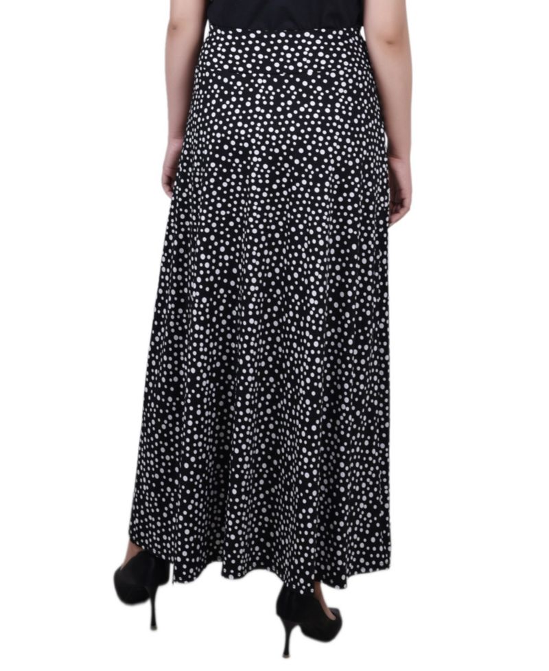 Petite Ring Faux Belt A Line Maxi Skirt