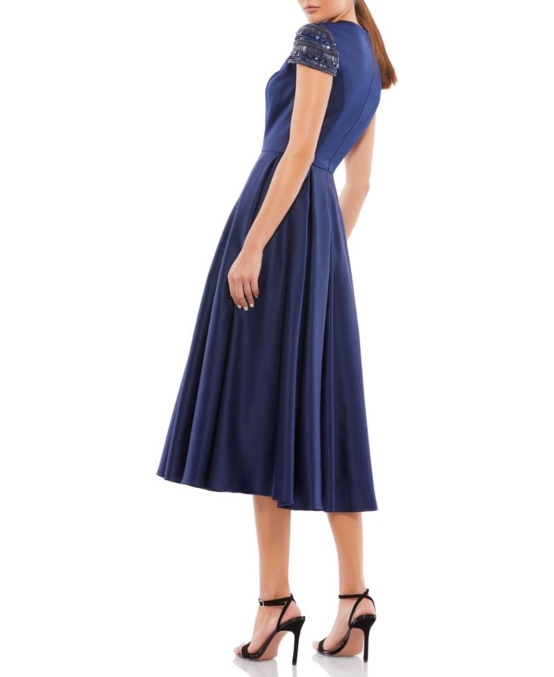 Women's Ieena High Neck Cap Sleeve Tea Length Dress