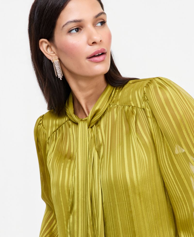 Women's Long-Sleeve Tie-Neck Blouse