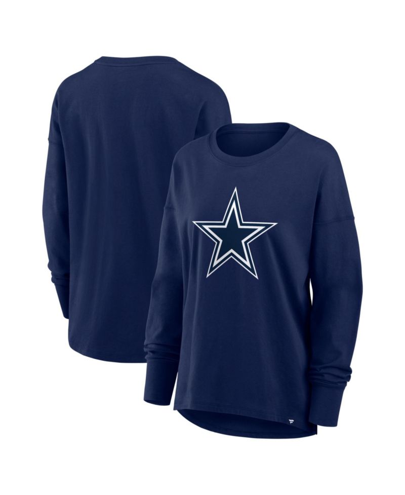 Women's Navy Dallas Cowboys Relaxed Hip Essential Long Sleeve T-Shirt
