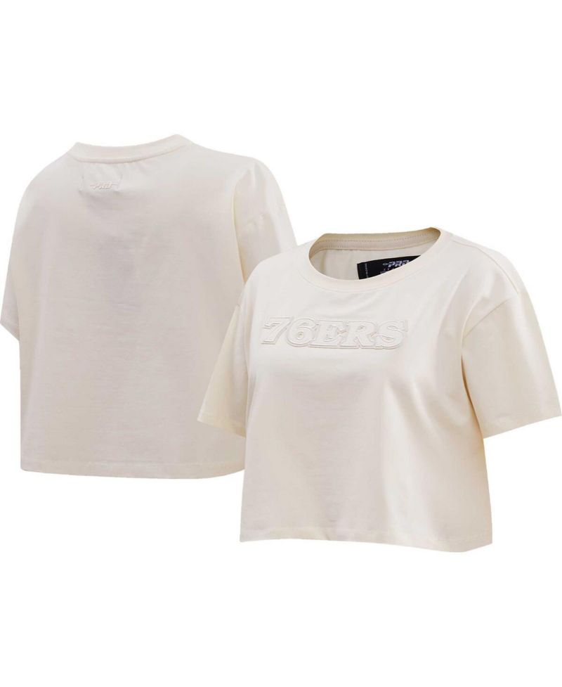 Women's Cream Philadelphia 76ers Neutral Boxy Crop T-shirt