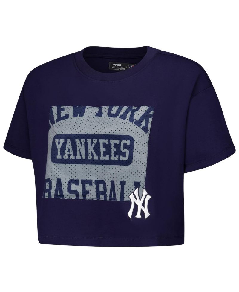 Women's Navy New York Yankees Made To Play Boxy Cropped T-Shirt