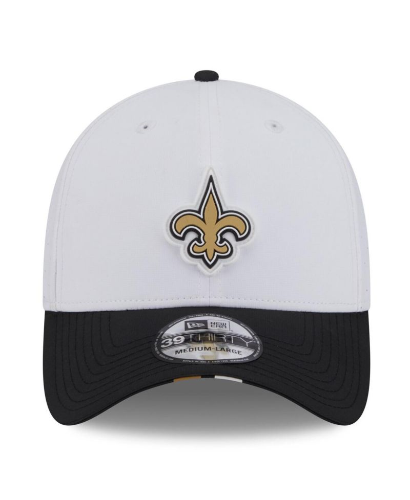 Men's White/Black New Orleans Saints 2025 NFL Training Camp 39THIRTY Flex Hat