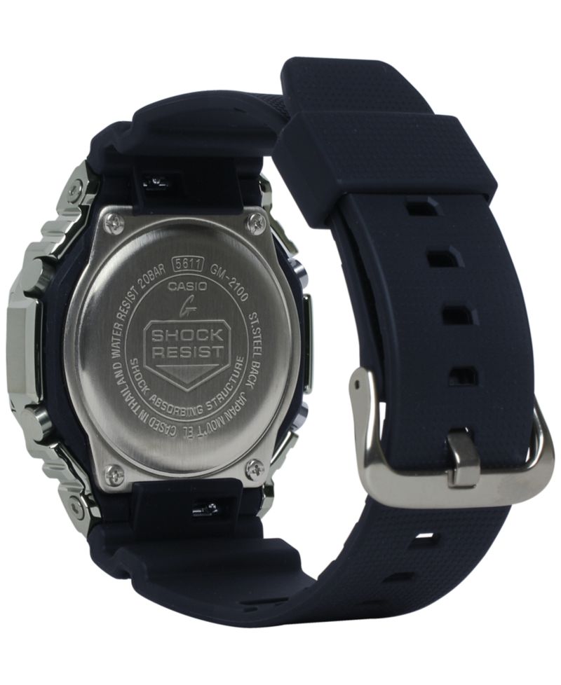 Men's Black & Silver-Tone Strap Watch 45.2mm