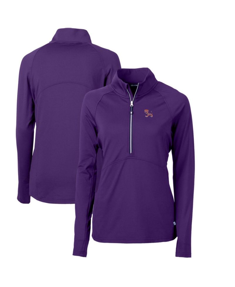 Women's Purple Clemson Tigers Adapt Eco Knit Stretch Half-Zip Pullover Top
