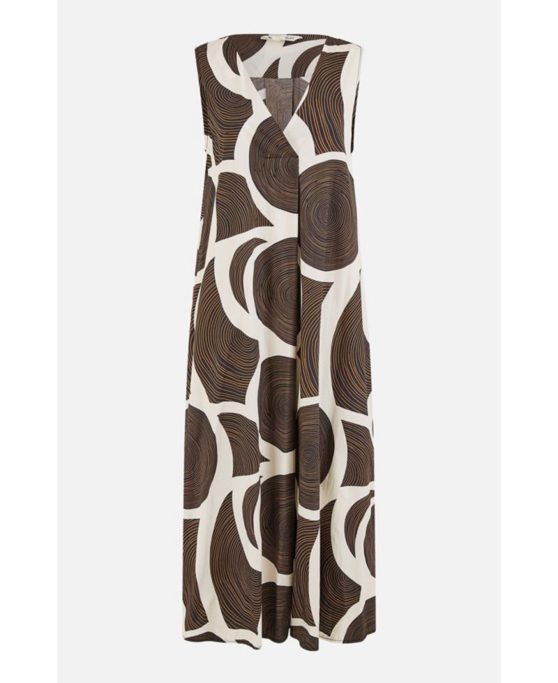 Women's Sleeveless V-Neck Trapeze Midi Dress