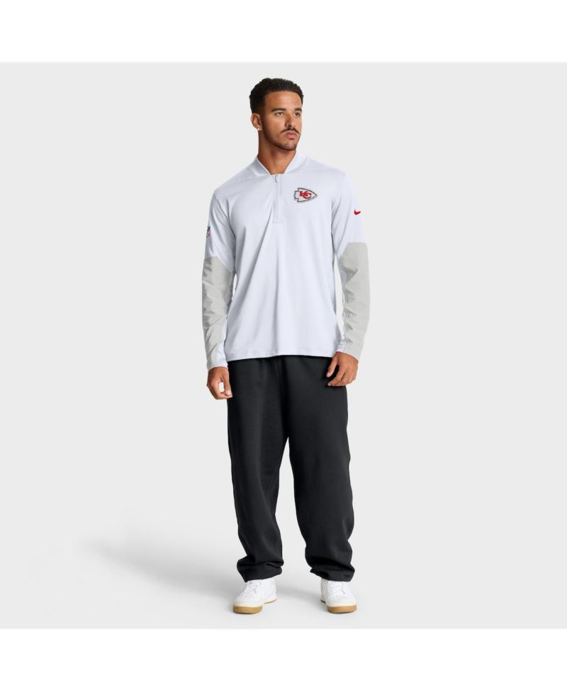 Men's White Kansas City Chiefs Sideline Feel The Pressure Performance Half-Zip Pullover