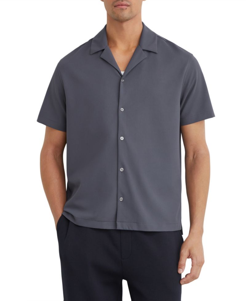 Men's River Slim-Fit Textured Short-Sleeve Button-Down Shirt