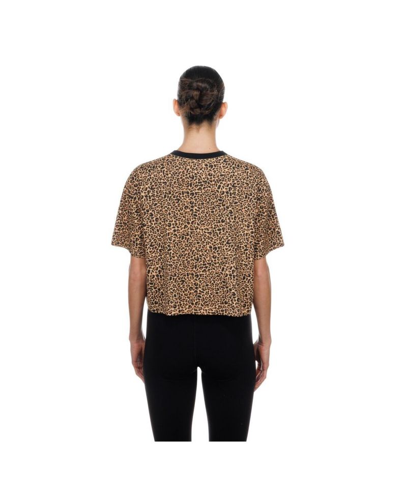 Women's Brown Detroit Tigers Leopard Boxy Cropped T-Shirt