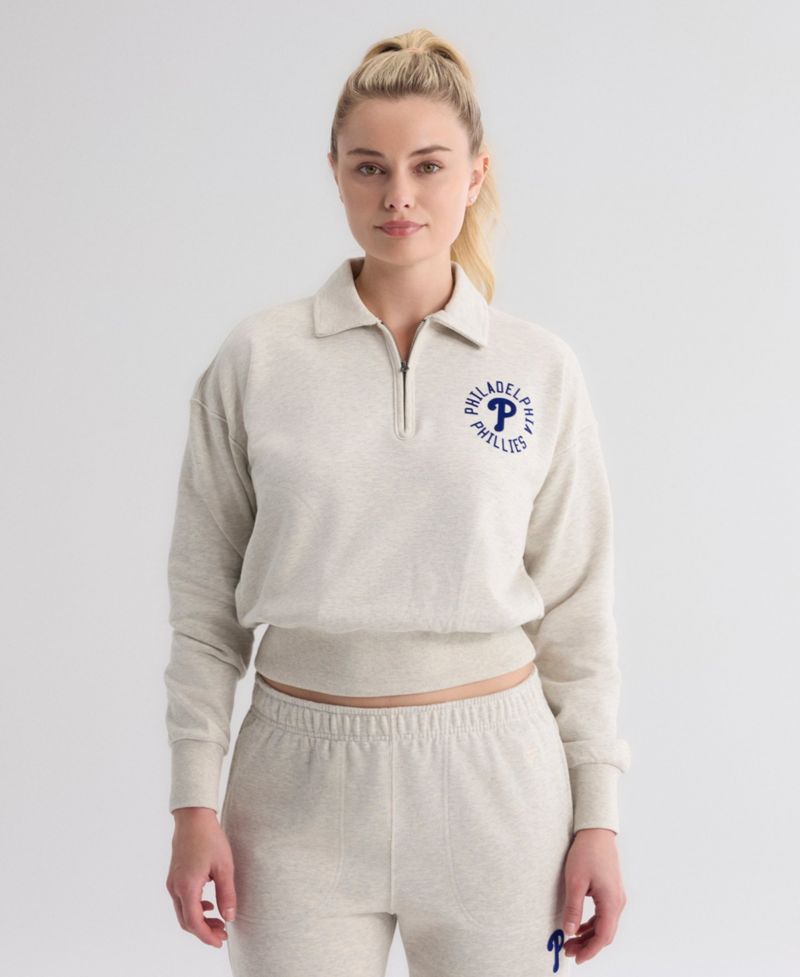 Women's Philadelphia Phillies Iconic Cropped Quarter-Zip Sweatshirt