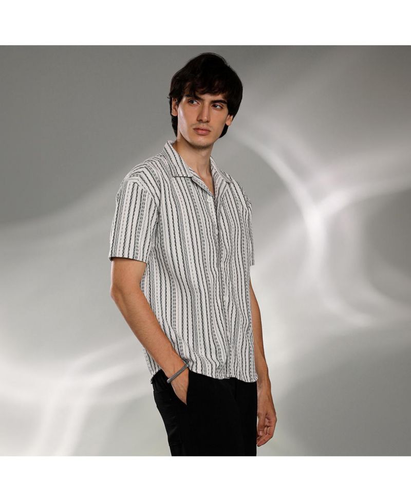 Men's Striped-Weave Oversized Shirt