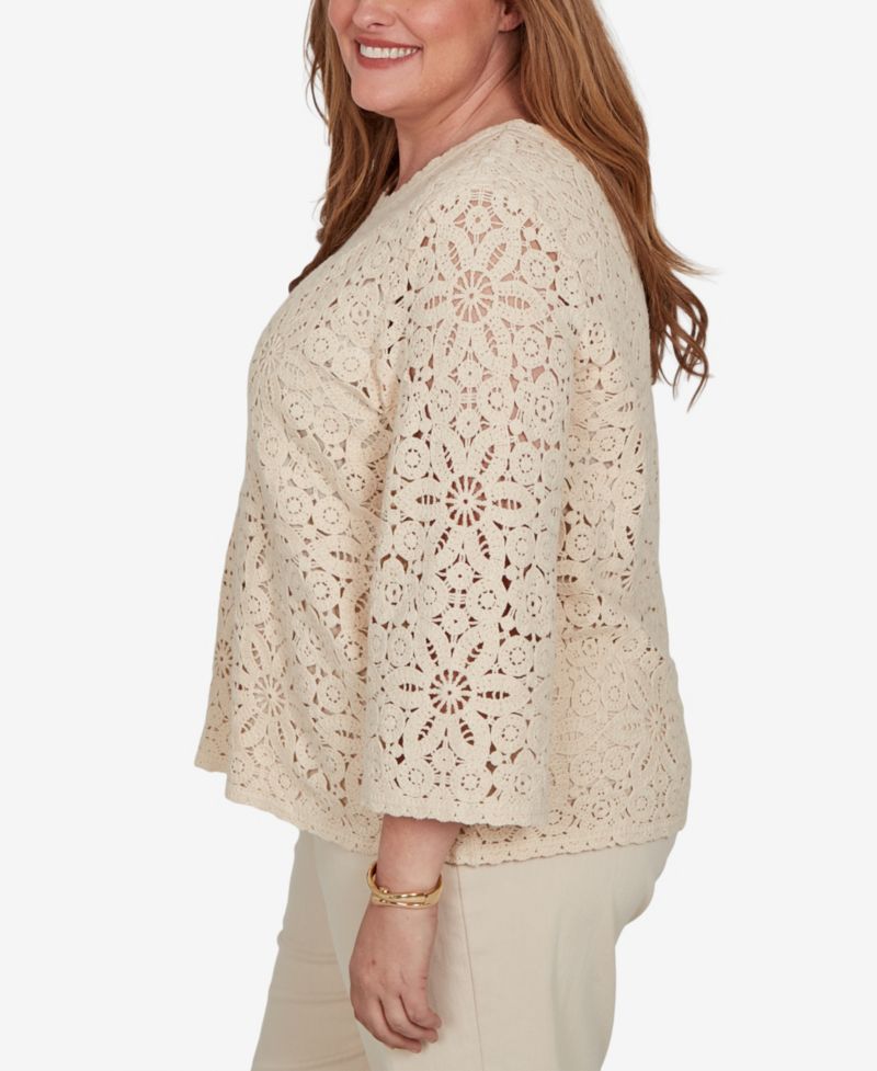 Plus Size Camden Market Floral Crochet Lined Knit Top